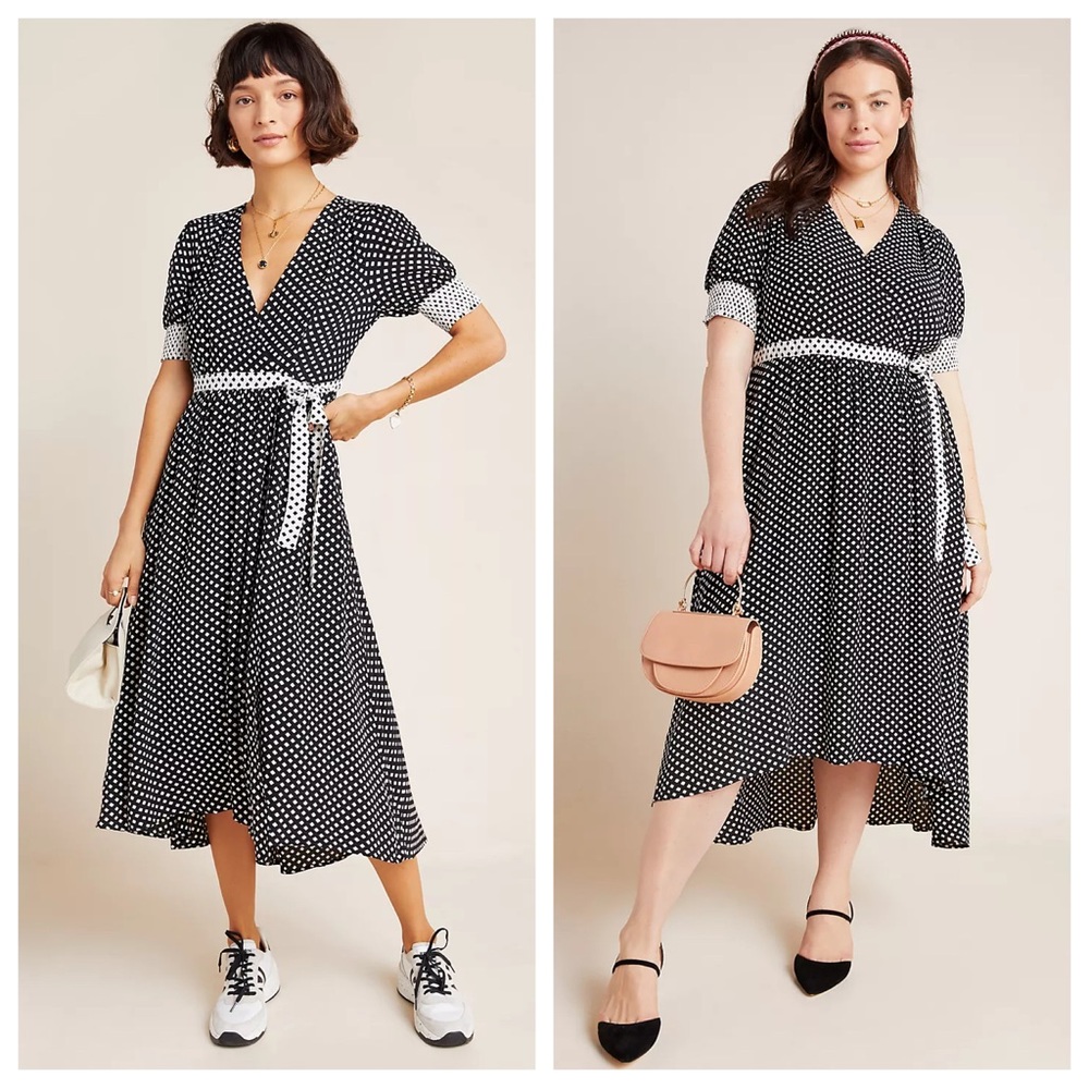 NWT Maeve by Anthropologie Breanna Polka Dot Midi Dress Size 10